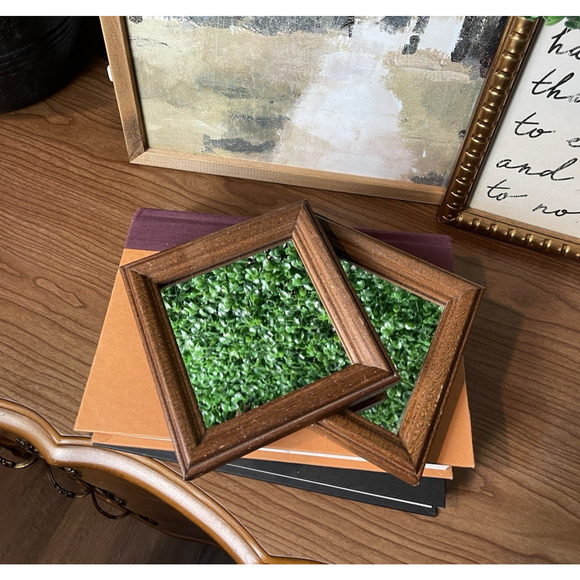 Wood Framed Mini Mirrors Set of 2 Vintage Boho Eclectic Wall Decor - Picture 13 of 14